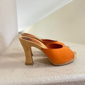 Vintage Candies Original Sandalsn orange Heels Slides mules‎ sandals y2k size 6